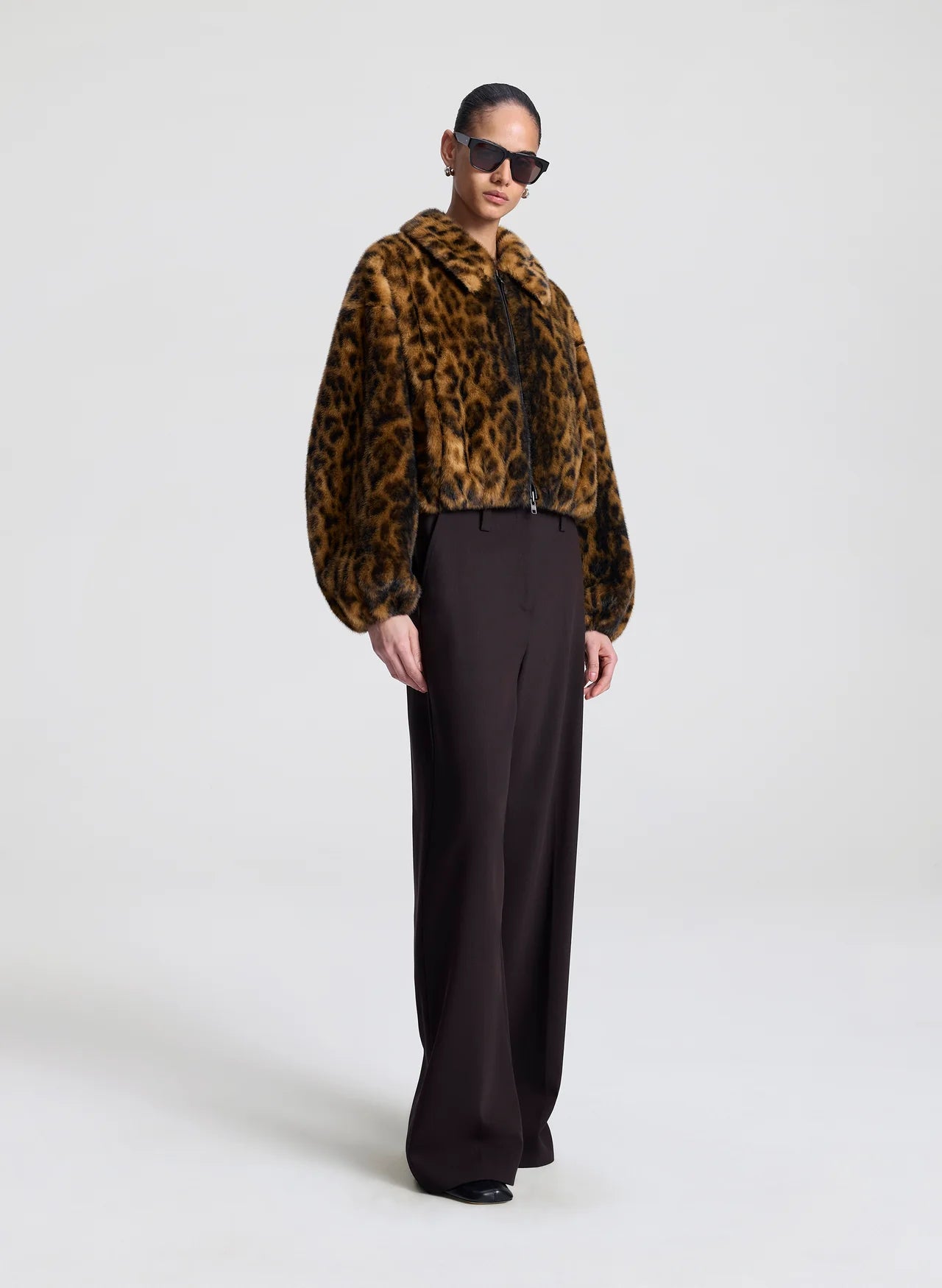 Esme Leopard Faux Fur Jacket - Brown Multi