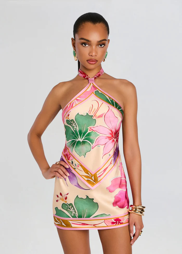 Adelaide Silk Dress - White Multi