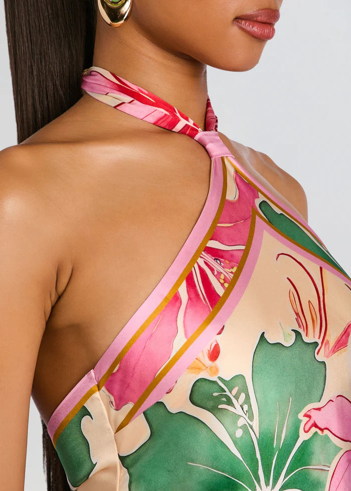 Adelaide Silk Dress - White Multi
