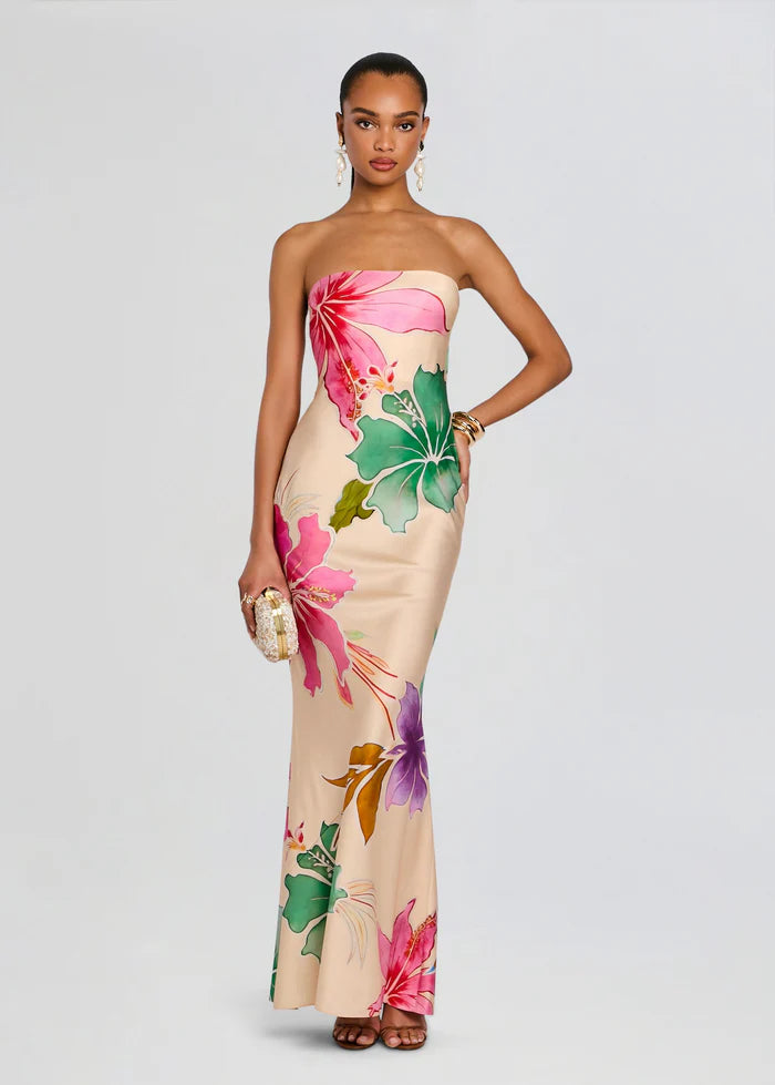 Keaton Silk Dress - White Multi