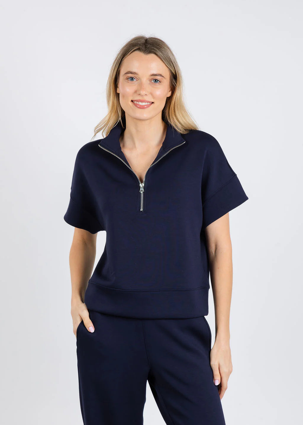 Comfort Zone Quarter Zip Short Sleeve Sweater - More Colors Available