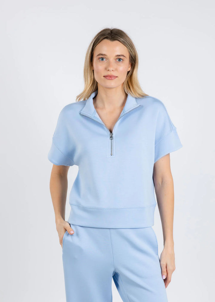 Comfort Zone Quarter Zip Short Sleeve Sweater - More Colors Available