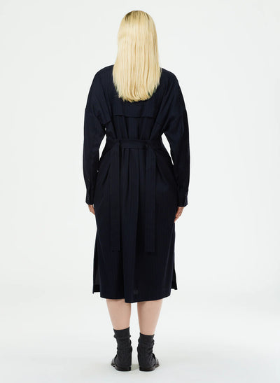 Lyocell Drape Cowl Neck Dress - Navy
