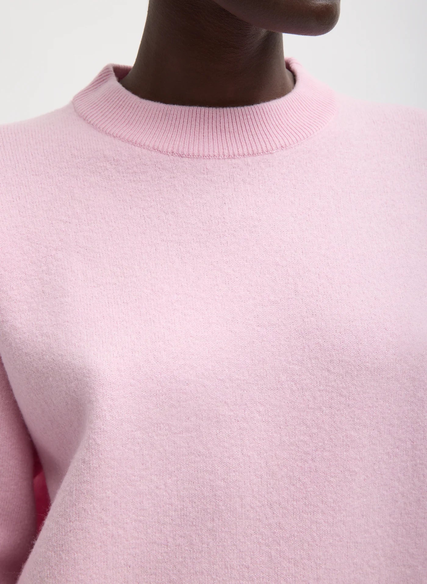 Boiled Wool Crewneck Easy Pullover - Pink