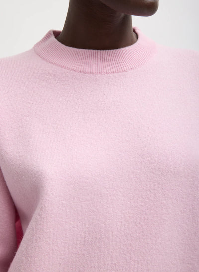 Boiled Wool Crewneck Easy Pullover - Pink