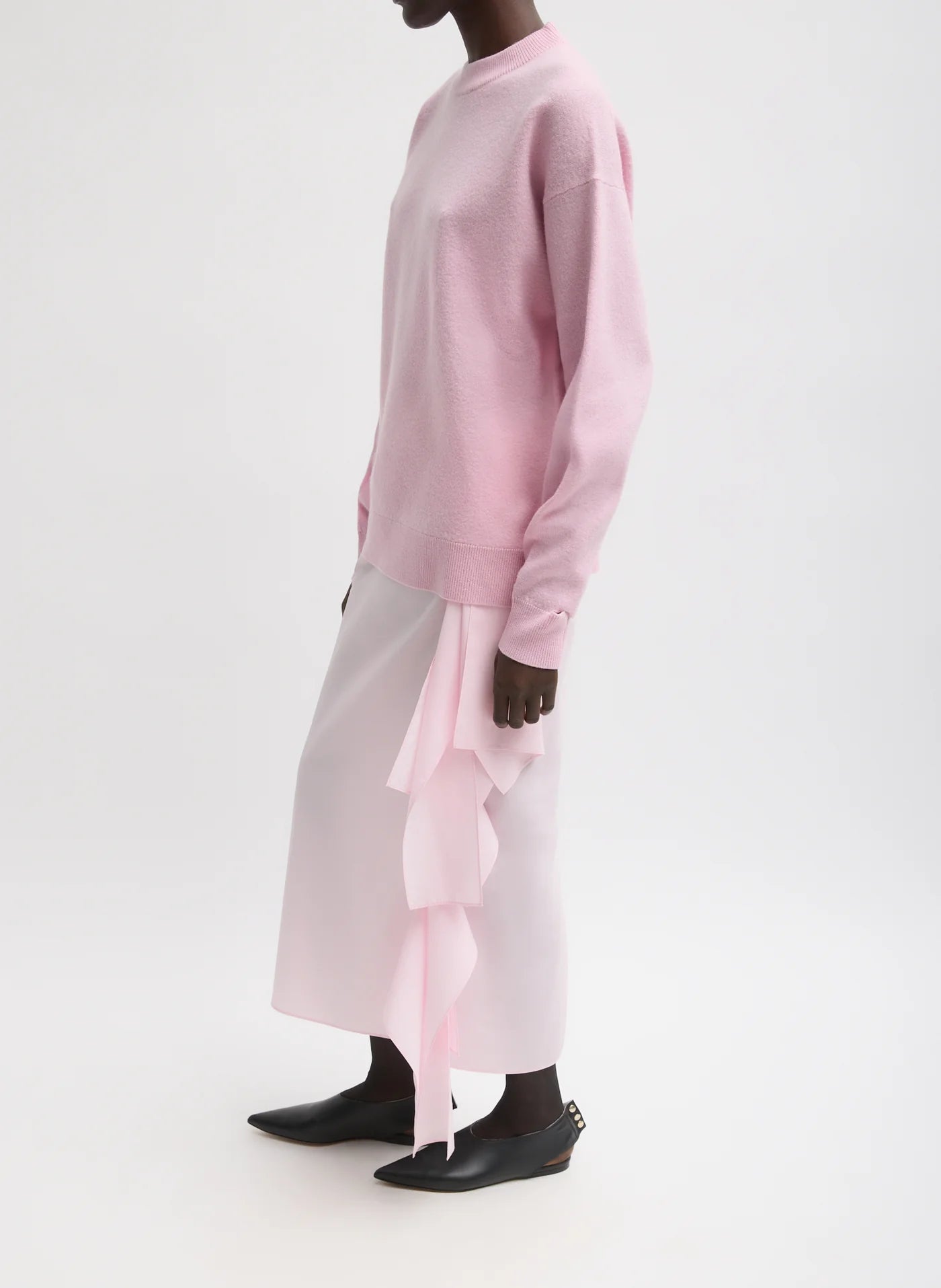 Boiled Wool Crewneck Easy Pullover - Pink
