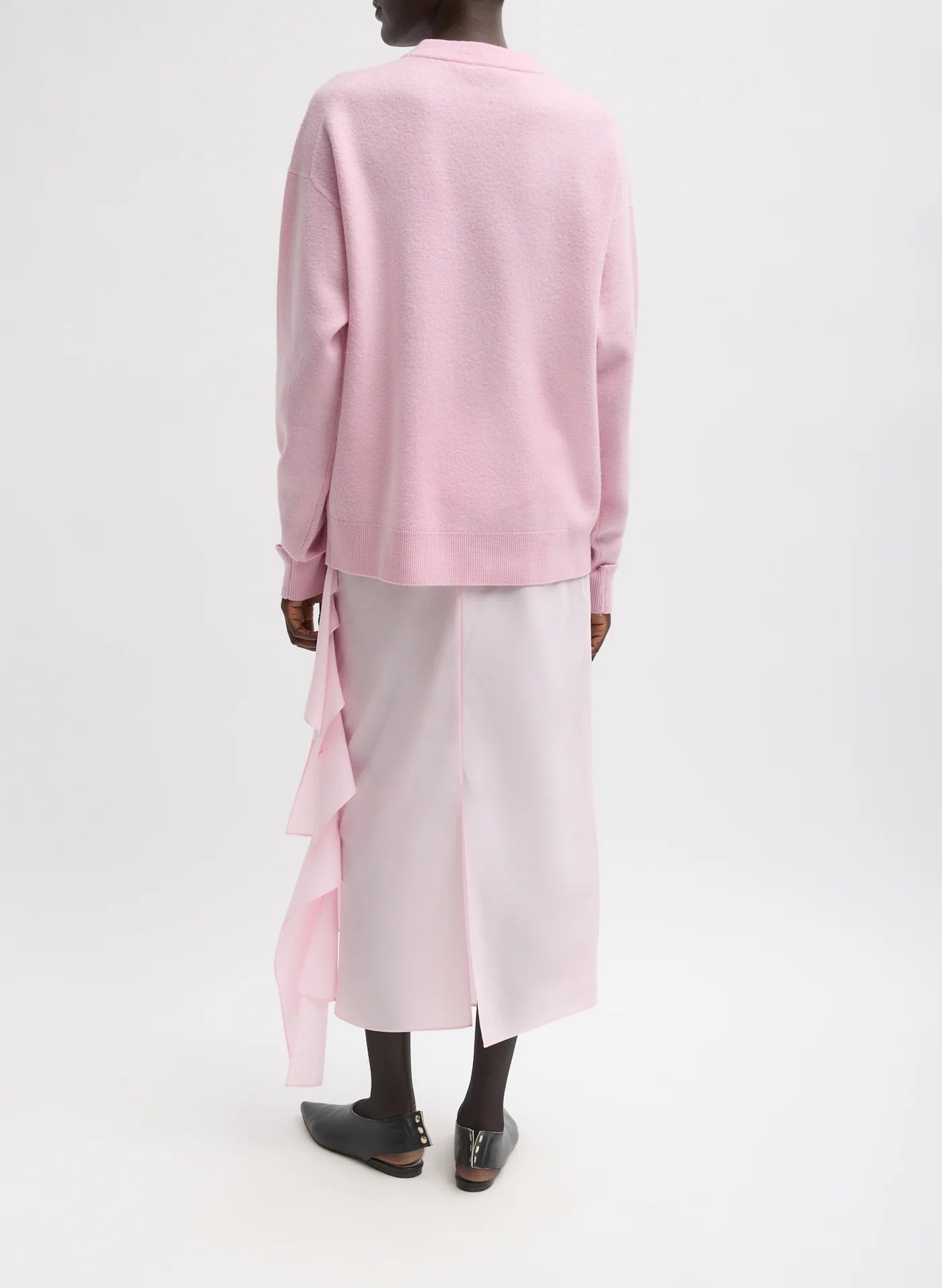 Boiled Wool Crewneck Easy Pullover - Pink