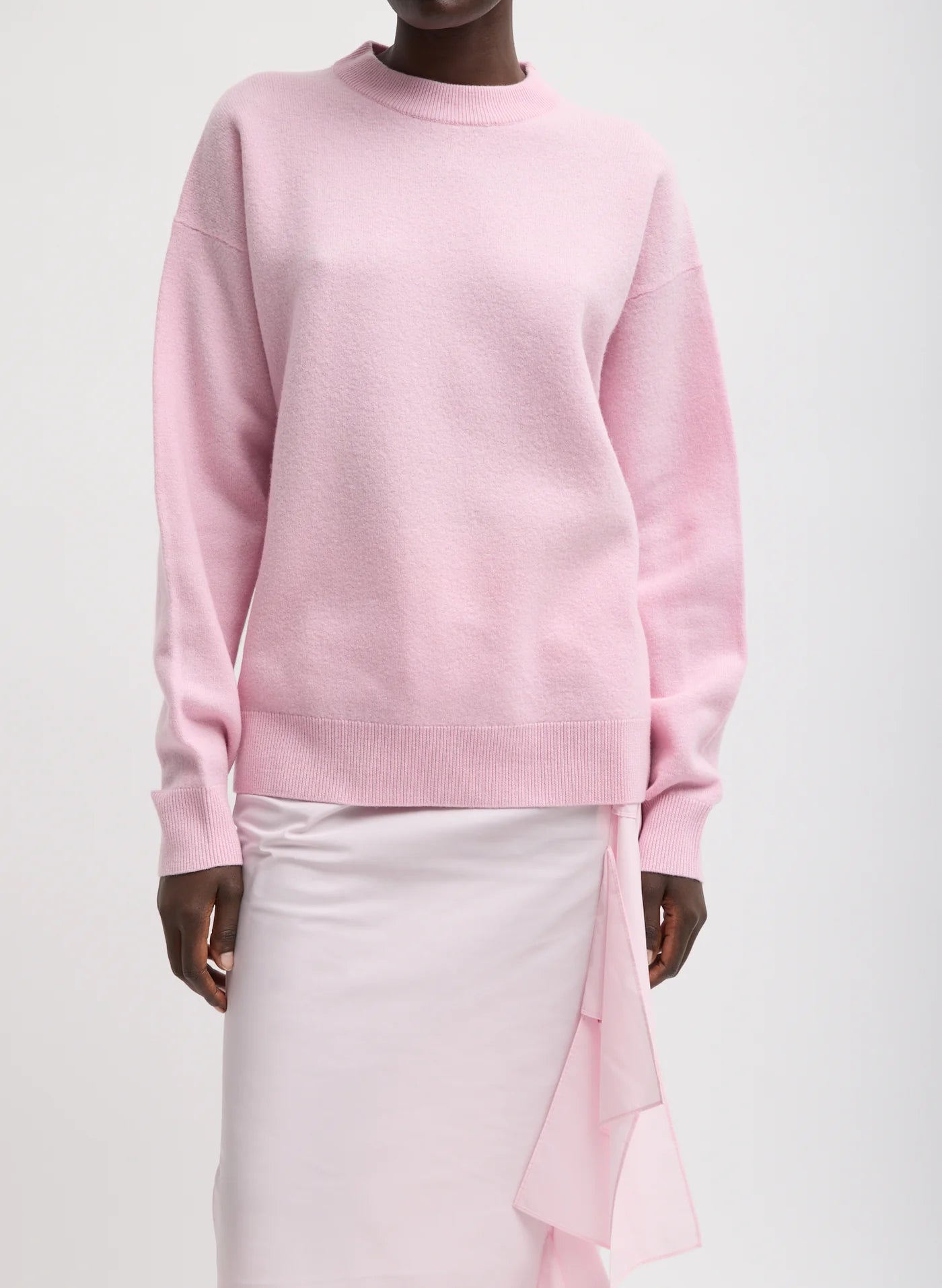 Boiled Wool Crewneck Easy Pullover - Pink