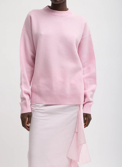 Boiled Wool Crewneck Easy Pullover - Pink