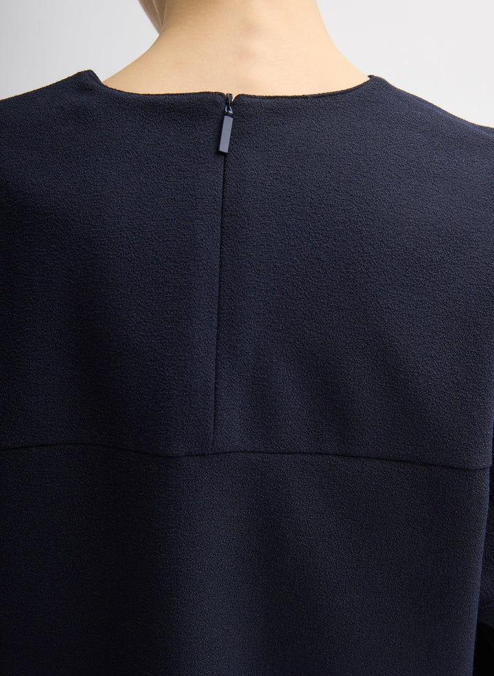 MICA CREPE V-NECK TOP - Midnight Navy