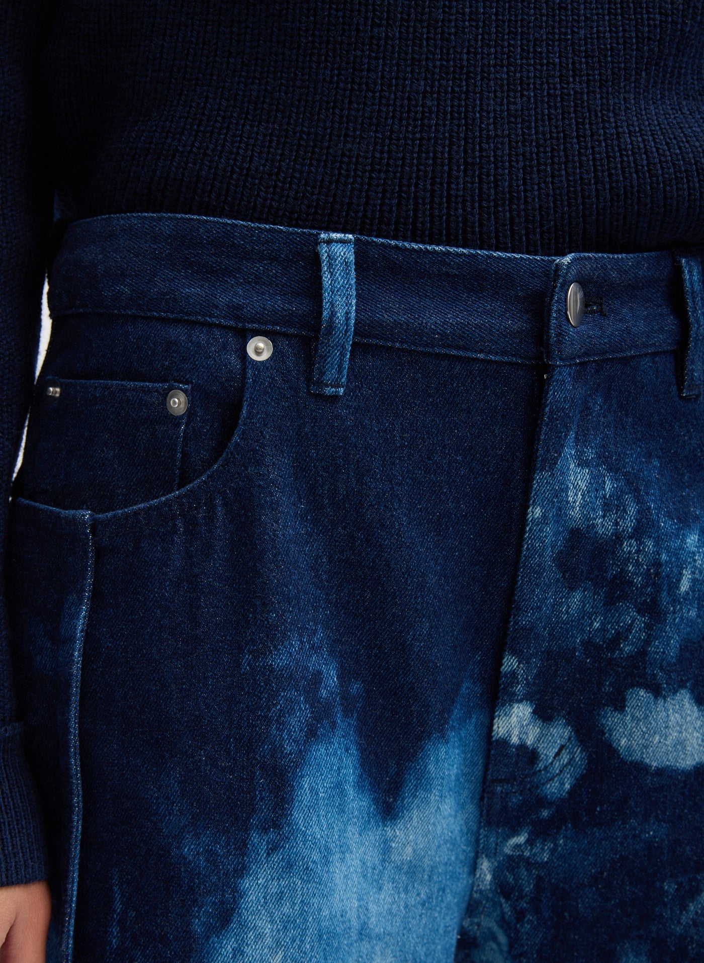Tie Dye Denim Tuck Jean - Blue Multi