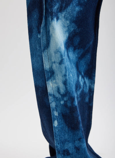 Tie Dye Denim Tuck Jean - Blue Multi