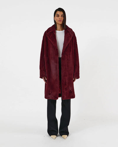 Stella Plant Based Fur Coat - Garnet