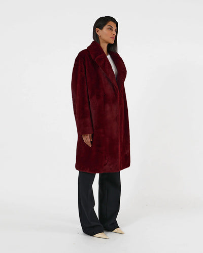 Stella Plant Based Fur Coat - Garnet