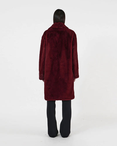 Stella Plant Based Fur Coat - Garnet