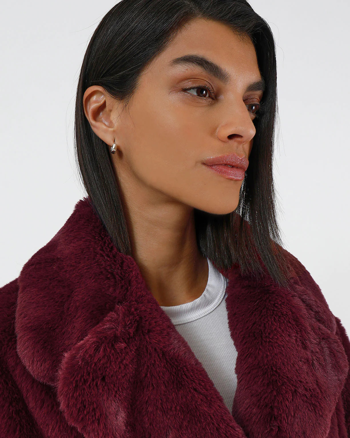 Stella Plant Based Fur Coat - Garnet