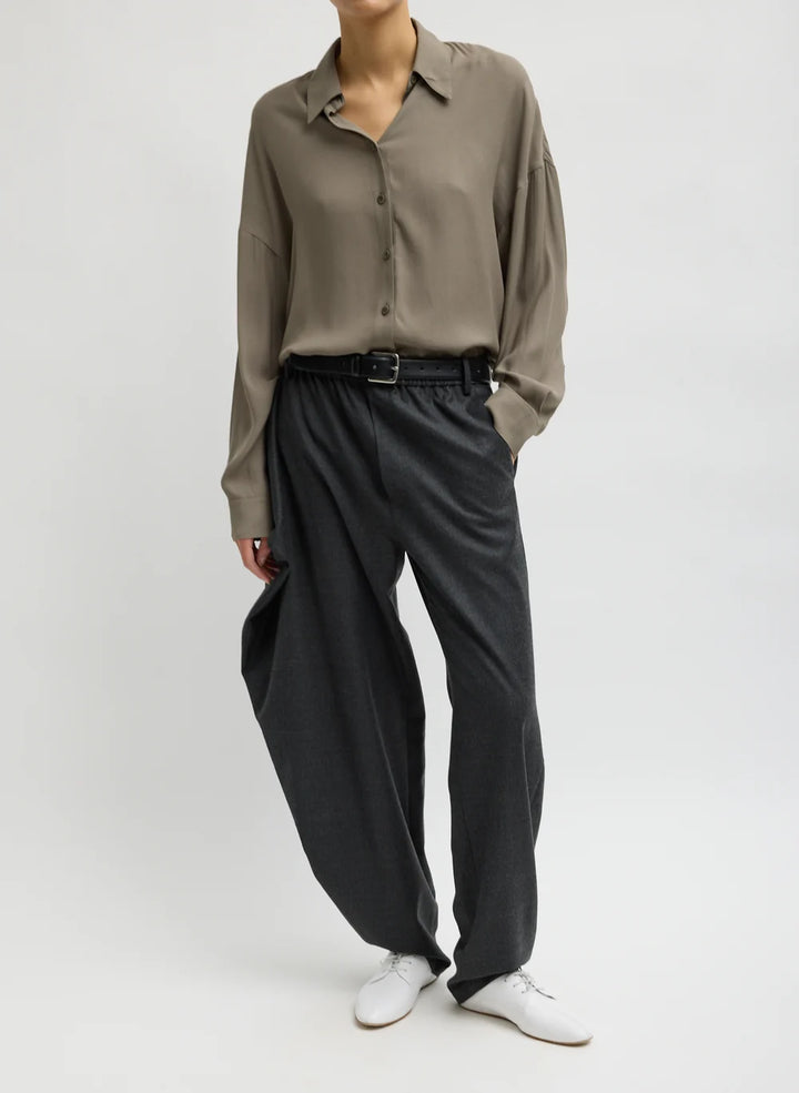 Cozy Flannel Side Drape Pant - Charcoal