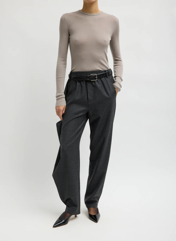 Cozy Flannel Side Drape Pant - Charcoal