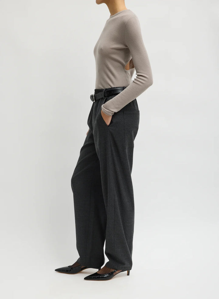 Cozy Flannel Side Drape Pant - Charcoal