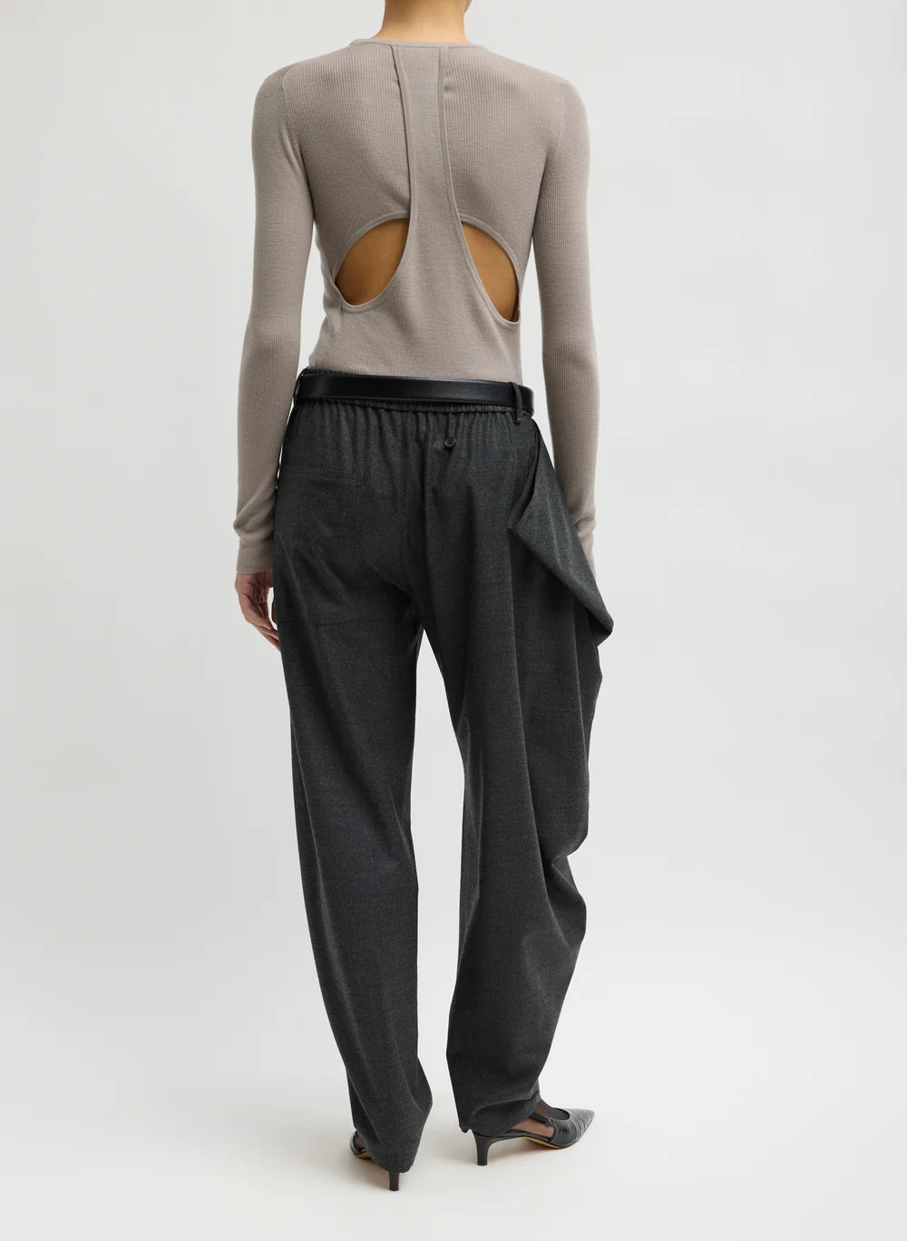 Cozy Flannel Side Drape Pant - Charcoal