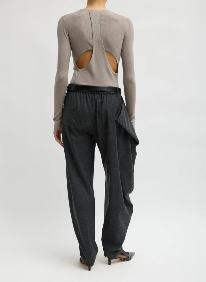 Cozy Flannel Side Drape Pant - Charcoal