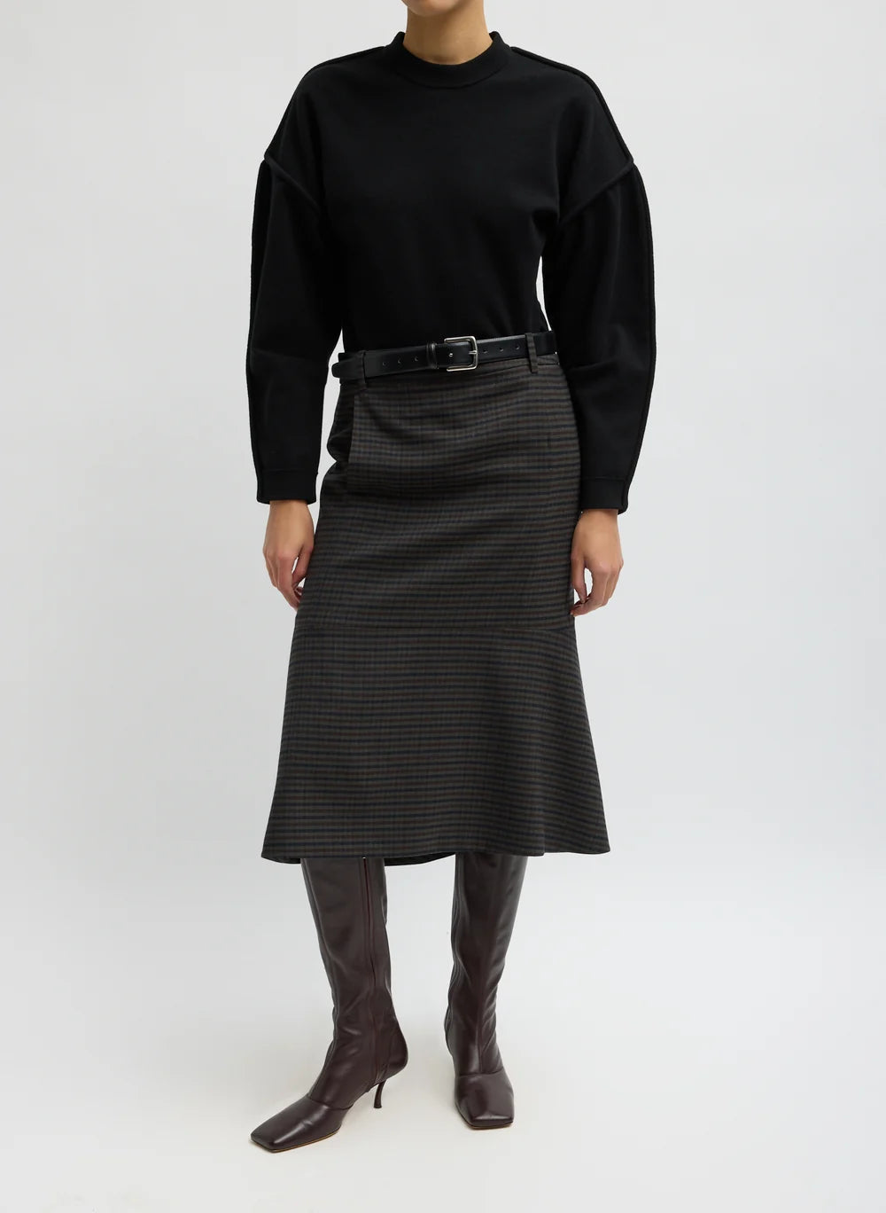Cedric Suiting Detached Zipper Skirt - Grey