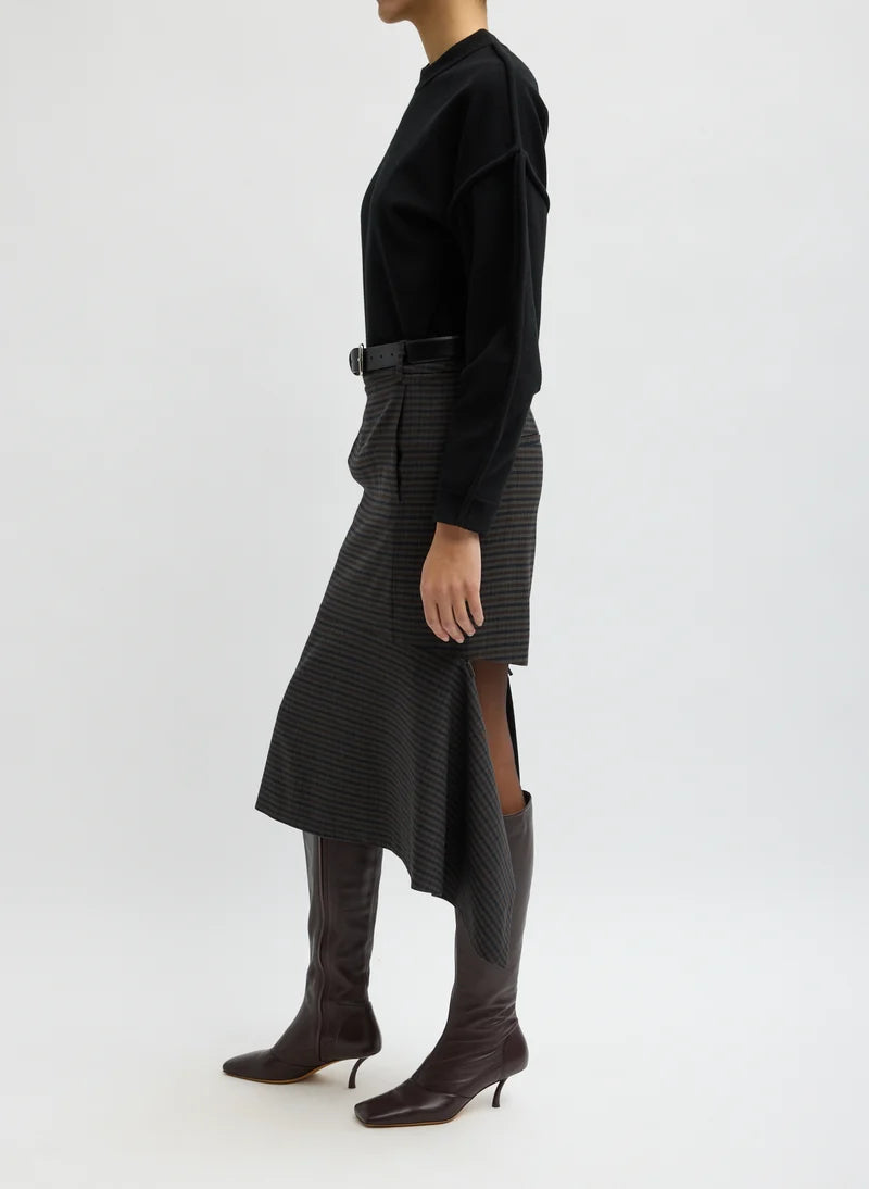 Cedric Suiting Detached Zipper Skirt - Grey
