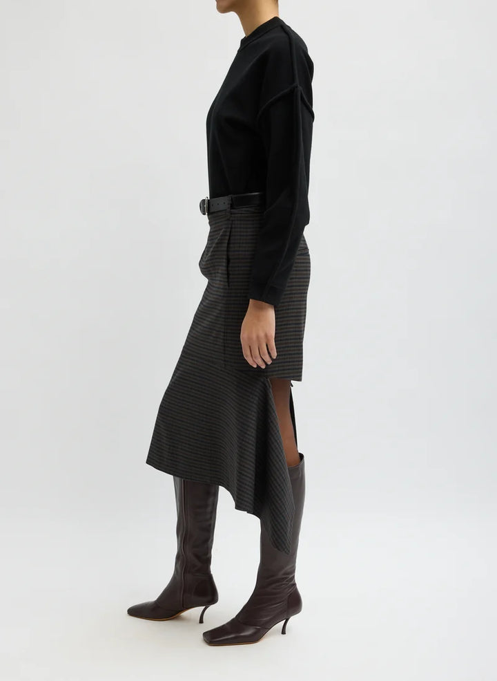 Cedric Suiting Detached Zipper Skirt - Grey