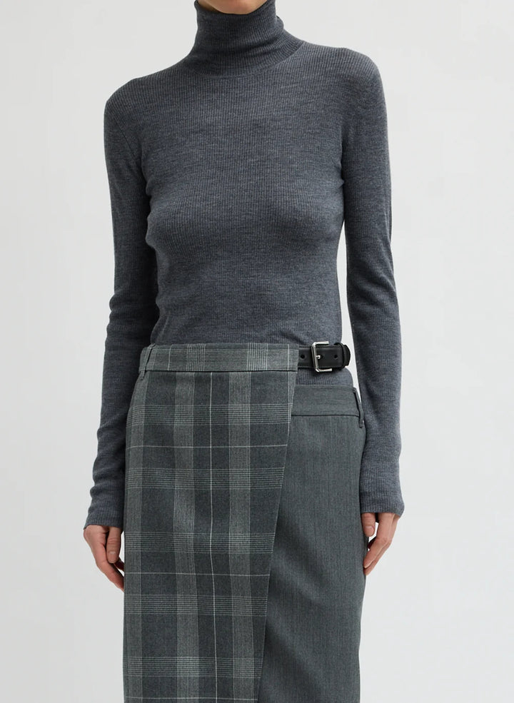 Feather Weight Ribbed Turtleneck - Grey