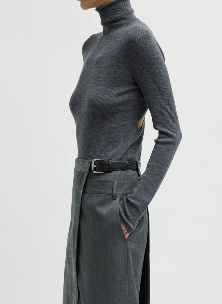 Feather Weight Ribbed Turtleneck - Grey