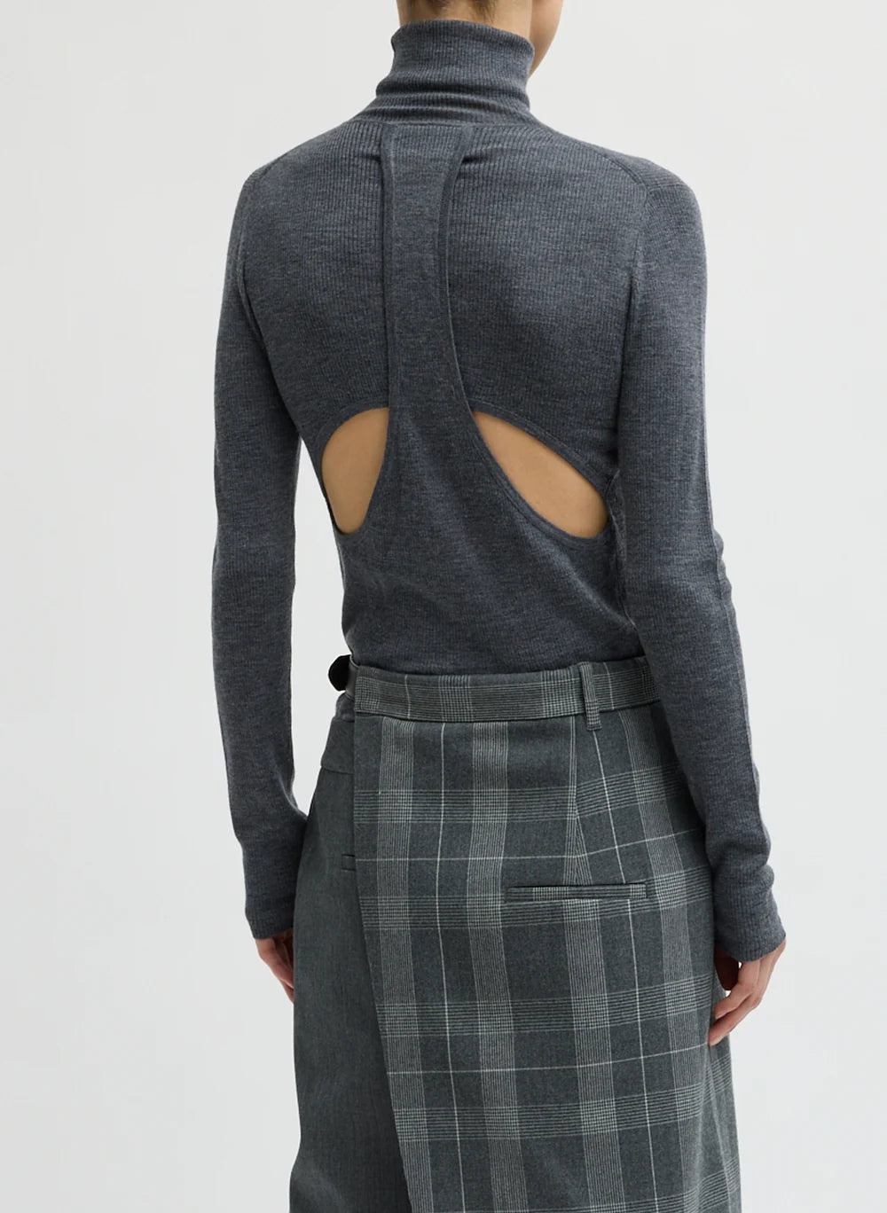 Feather Weight Ribbed Turtleneck - Grey