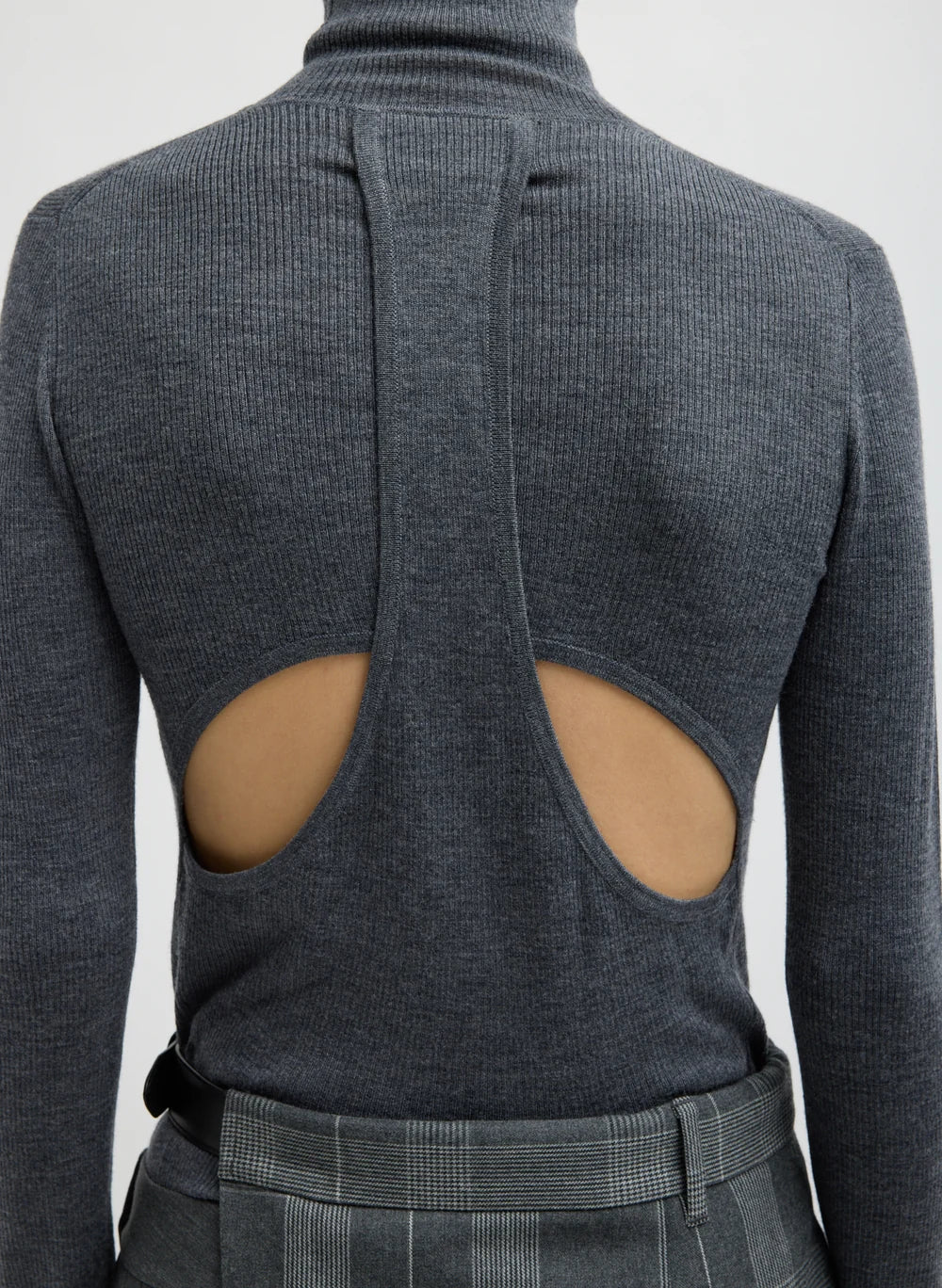 Feather Weight Ribbed Turtleneck - Grey