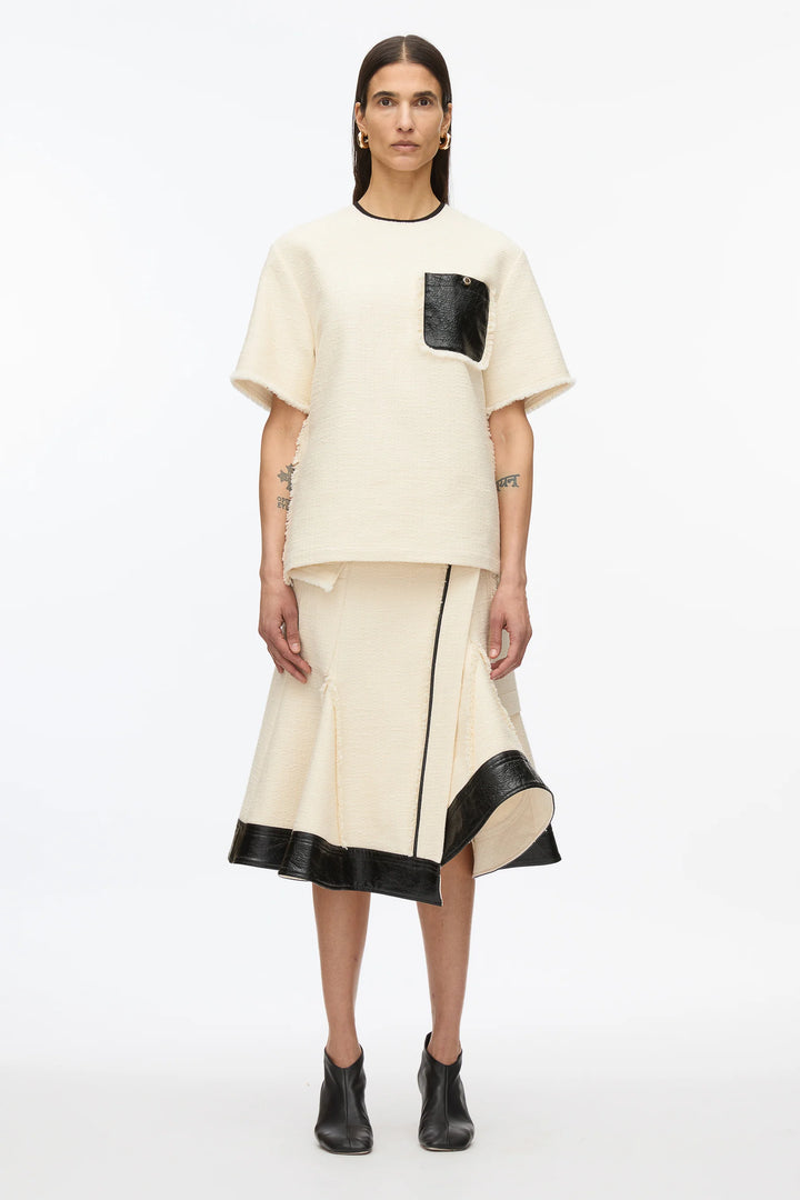 Fringe Tweed Tee - Ivory/Black