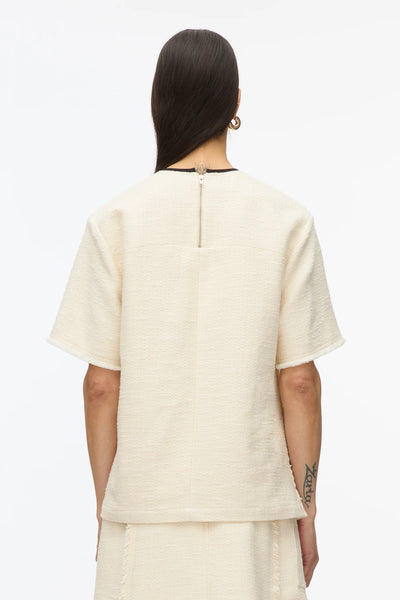 Fringe Tweed Tee - Ivory/Black