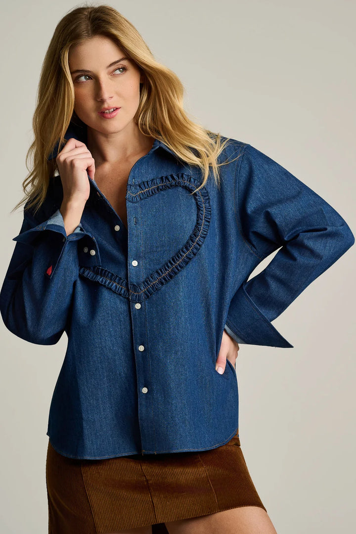 Ruffled Up Top - Medium Blue
