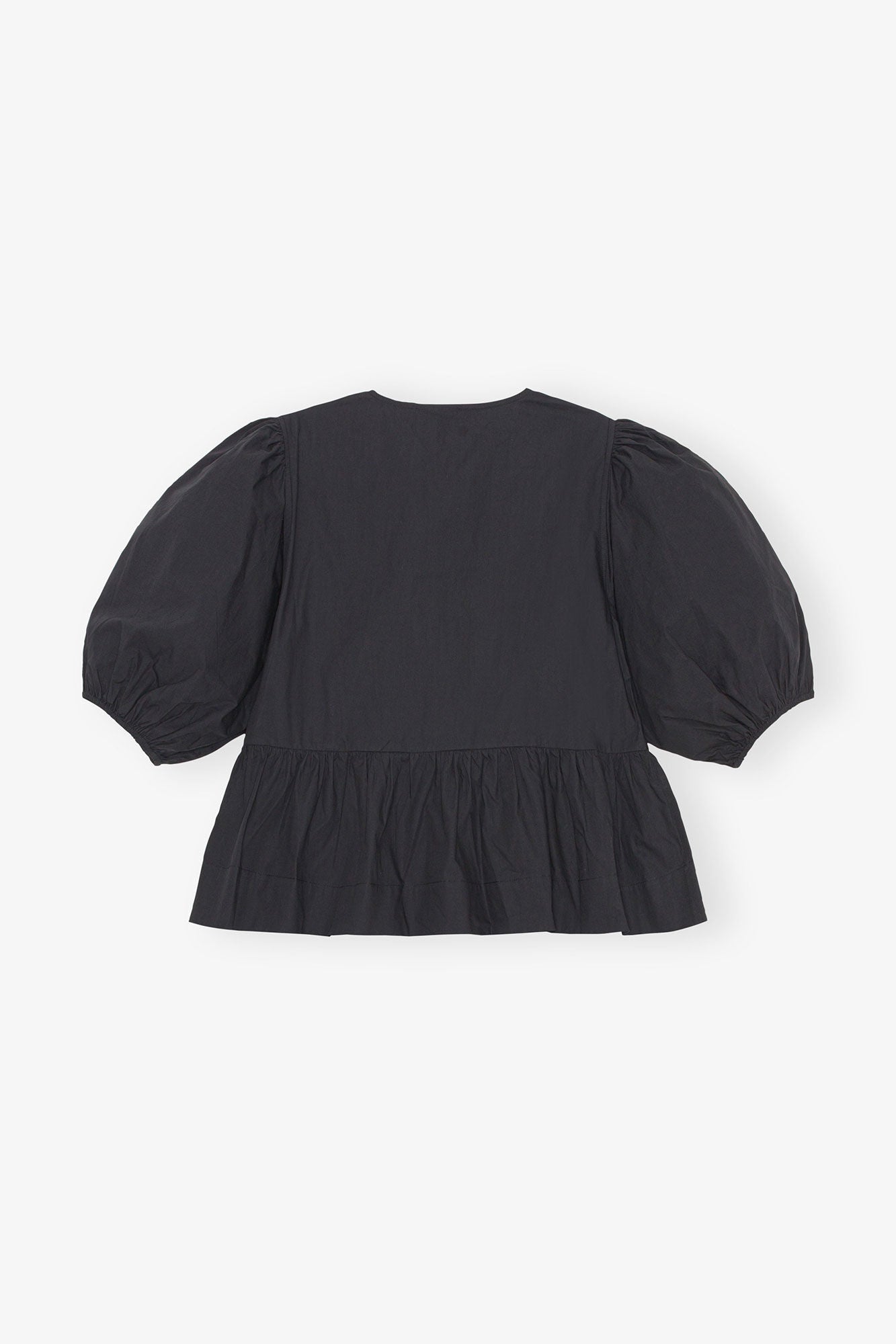 Cotton Poplin Peplum Tie Blouse - More Colors Available