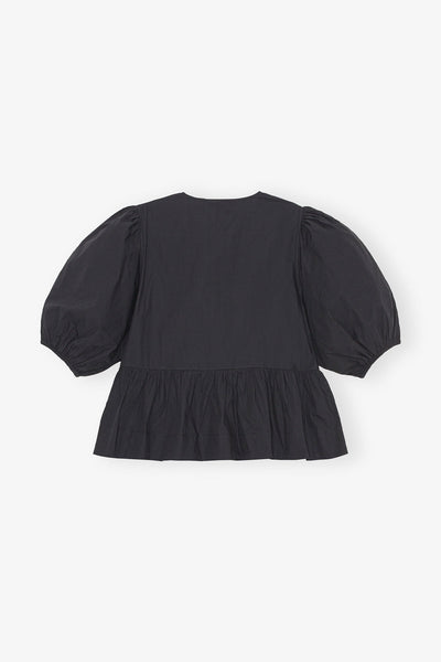 Cotton Poplin Peplum Tie Blouse - More Colors Available