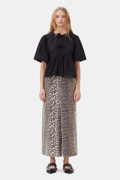 Cotton Poplin Peplum Tie Blouse - More Colors Available