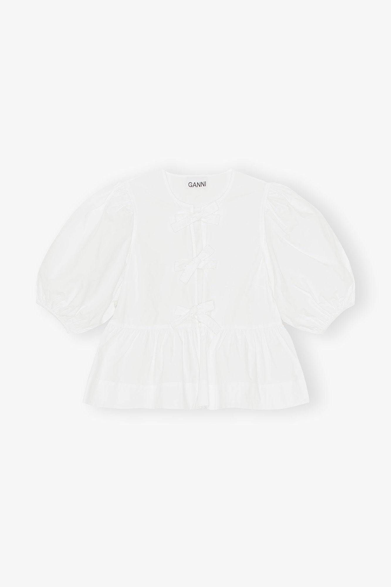 Cotton Poplin Peplum Tie Blouse - More Colors Available