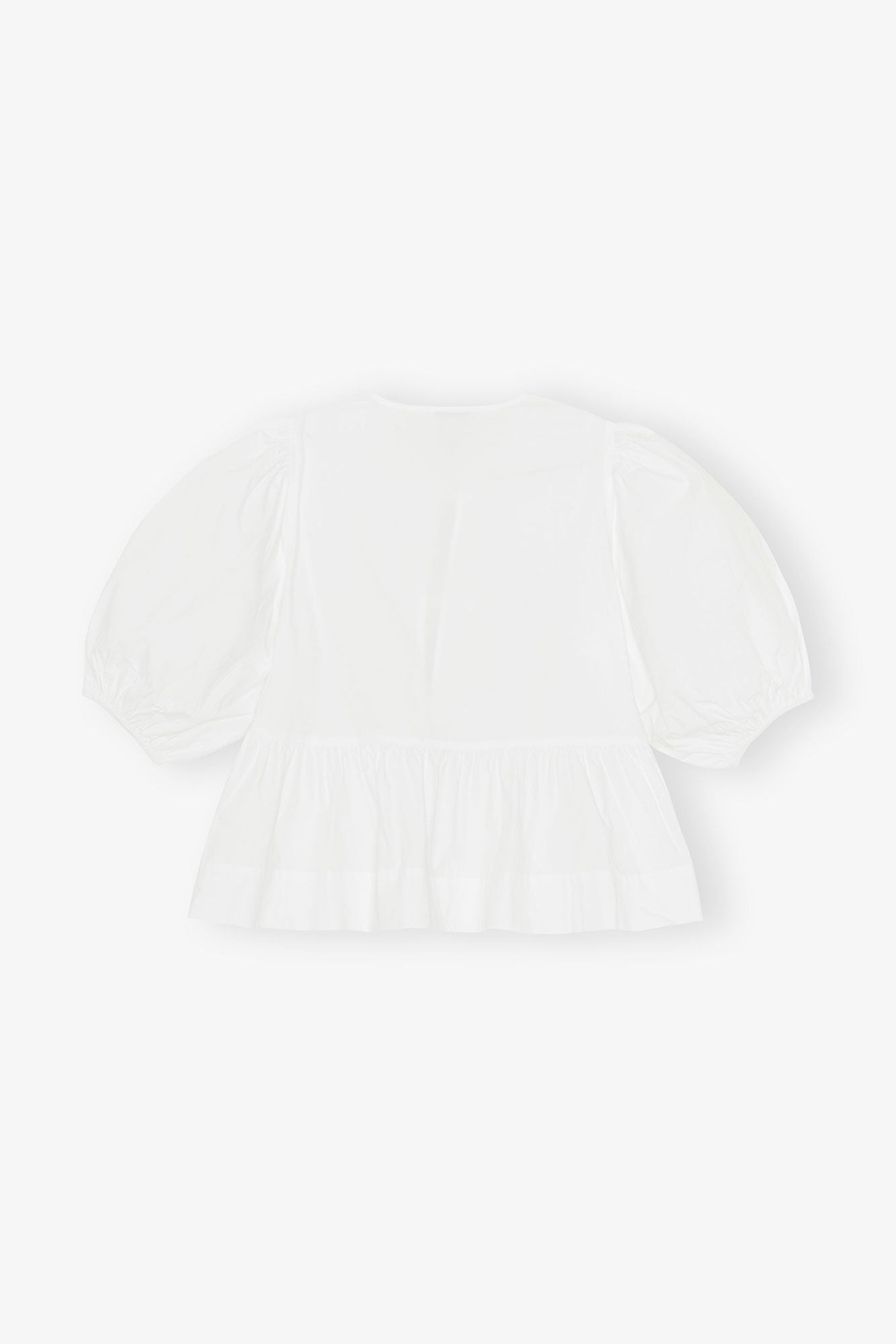 Cotton Poplin Peplum Tie Blouse - More Colors Available