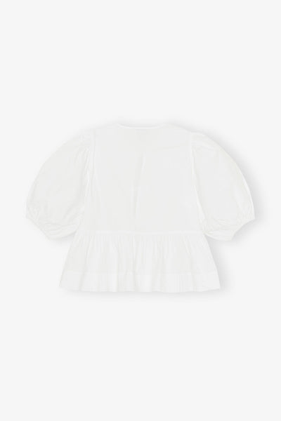 Cotton Poplin Peplum Tie Blouse - More Colors Available