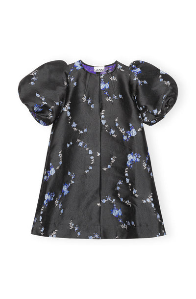 A-LINE 3D JACQUARD MINI DRESS - Black