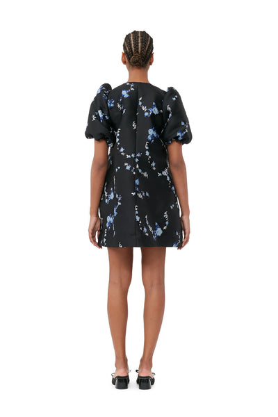 A-LINE 3D JACQUARD MINI DRESS - Black