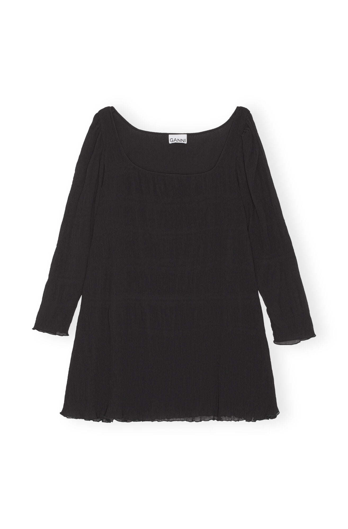 PLEATED GEORGETTE MINI DRESS - Black