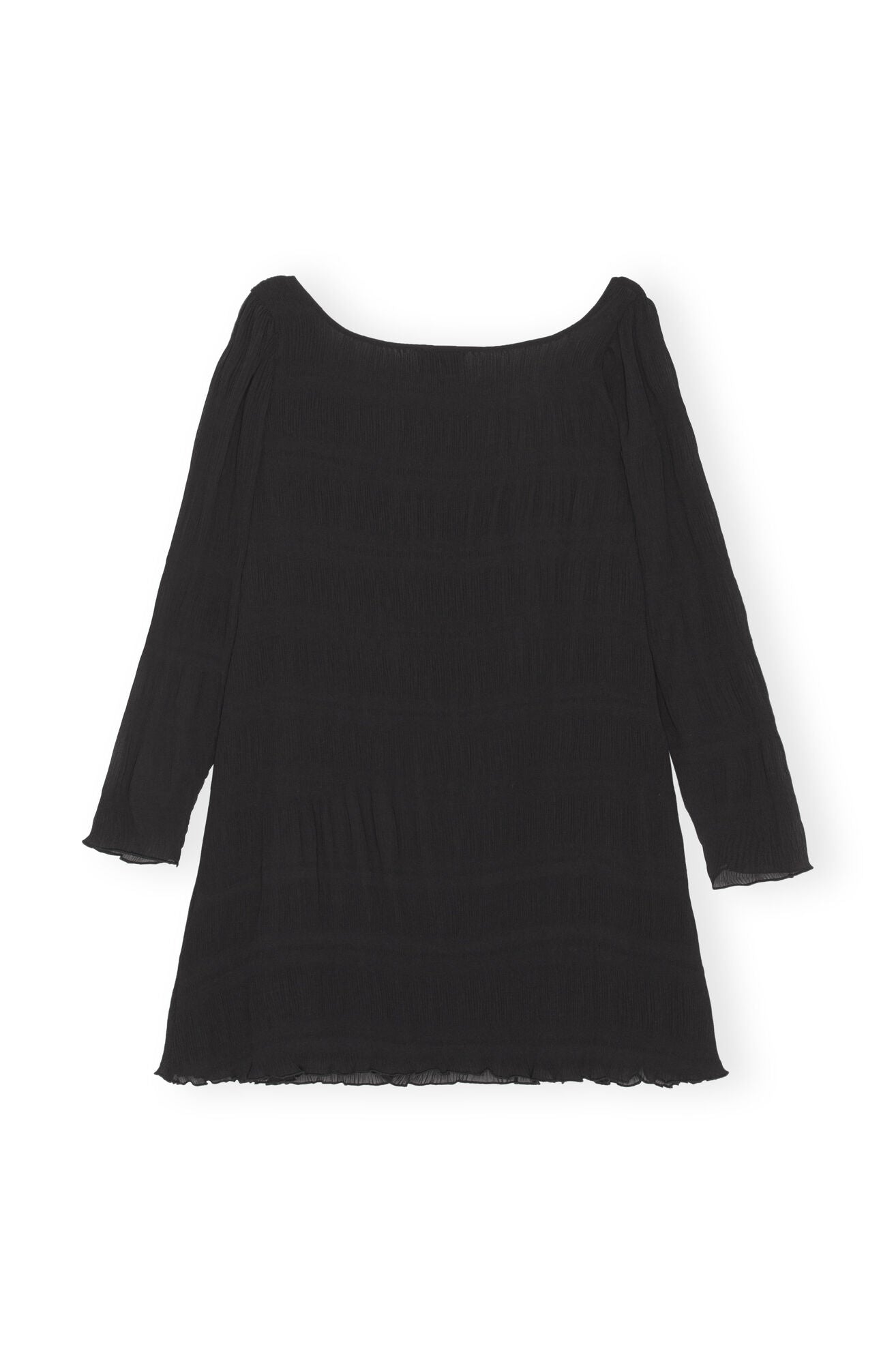 PLEATED GEORGETTE MINI DRESS - Black