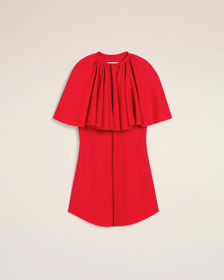 Red Shirt Dress With Ruff - Poppy