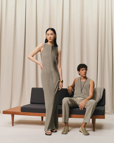 Beige Long Straight Dress - Ash