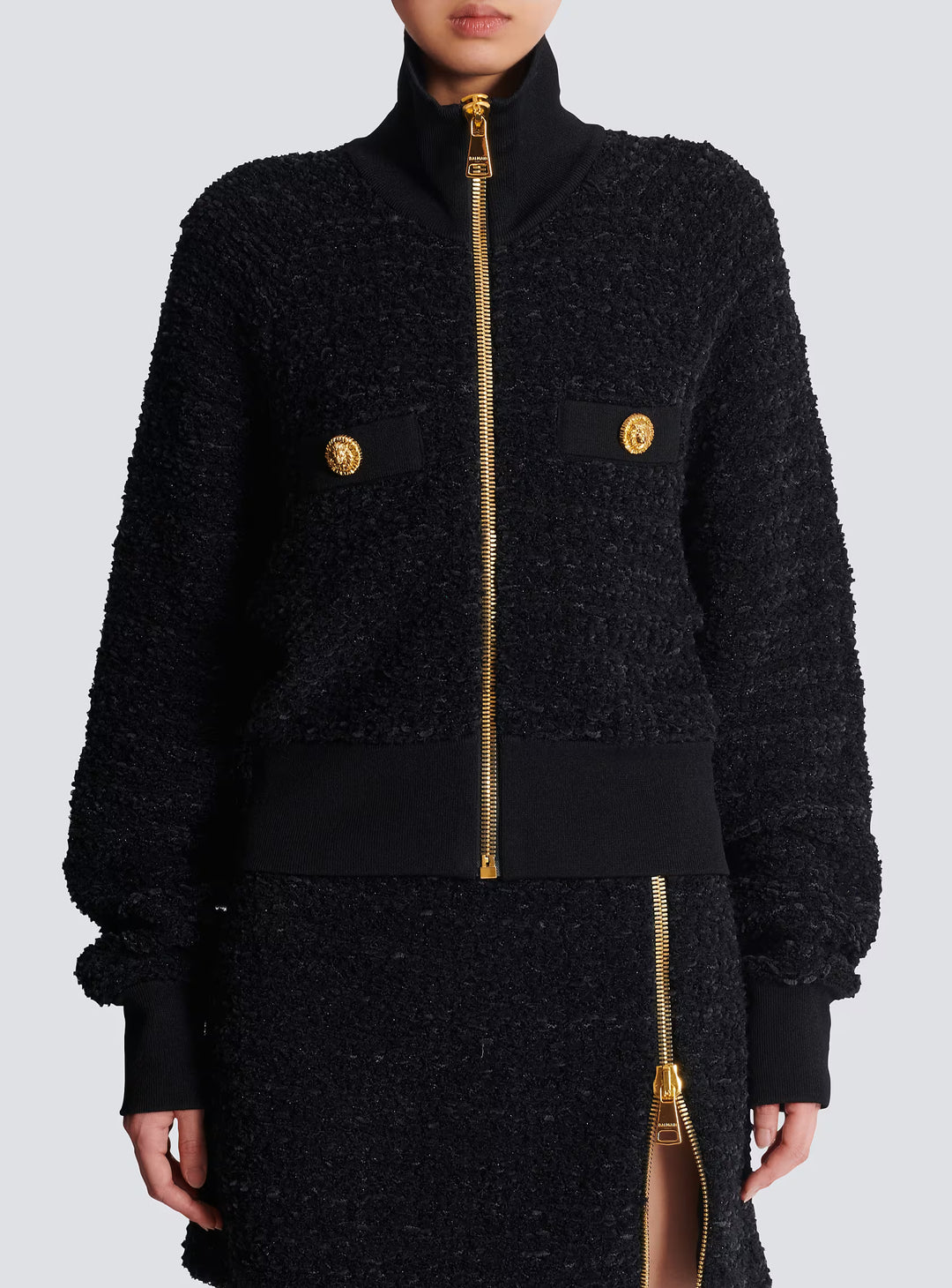 Tweed Bomber Jacket - Black