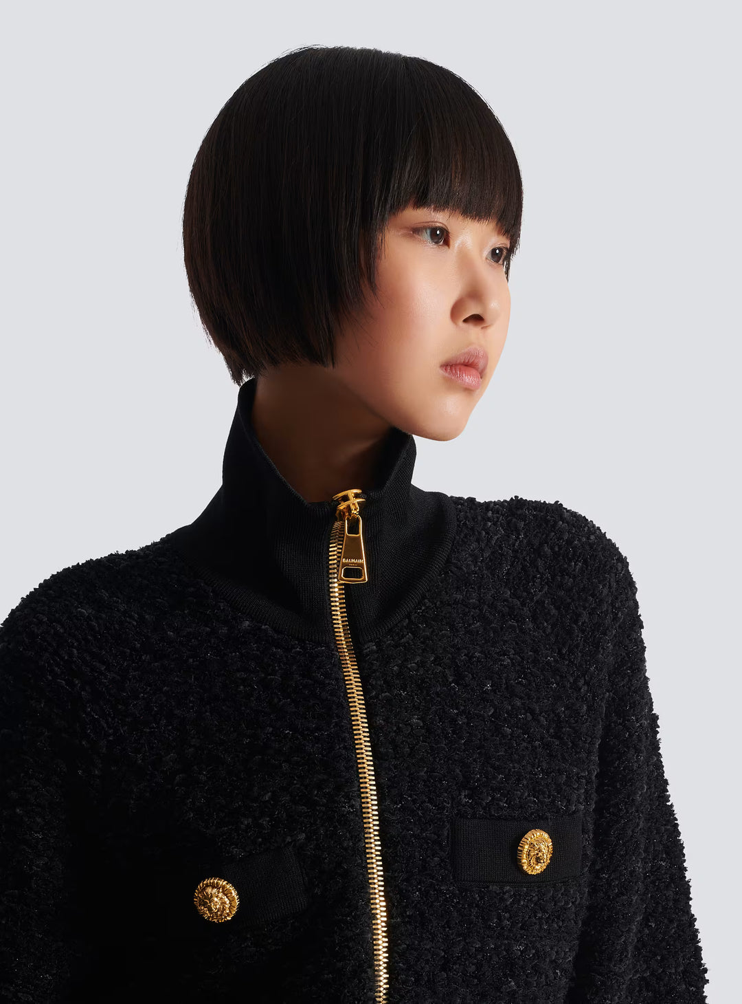 Tweed Bomber Jacket - Black