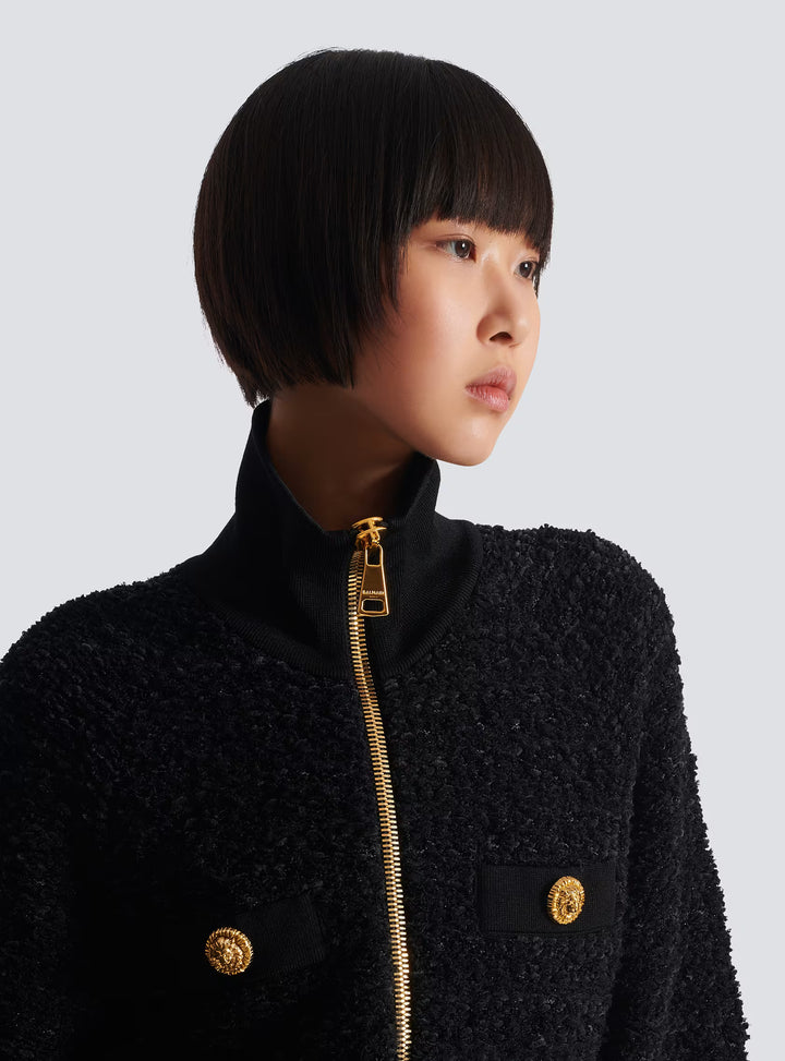 Tweed Bomber Jacket - Black